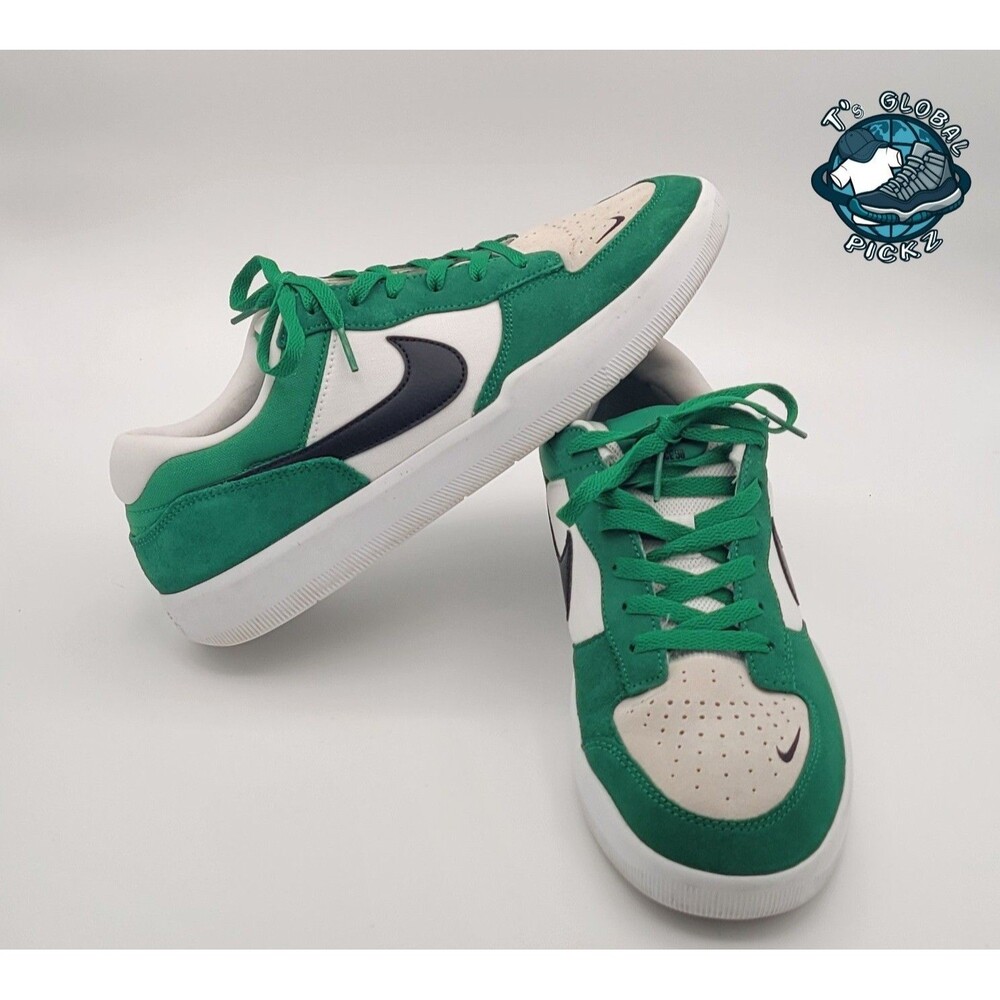 Nike Force 58 SB Low Top Lace-Up Suede Sneakers White/Green/Black Mens Size 10